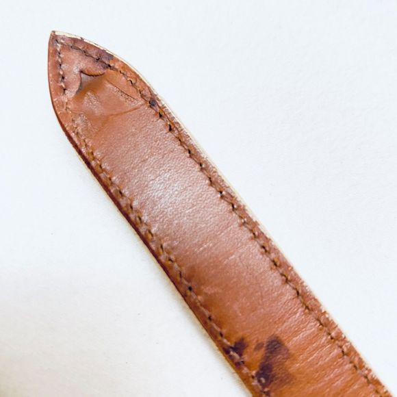 Flemings West End Womens Buckleless Belt Small Yellow Beige Lizard Skin - Picture 12 of 15